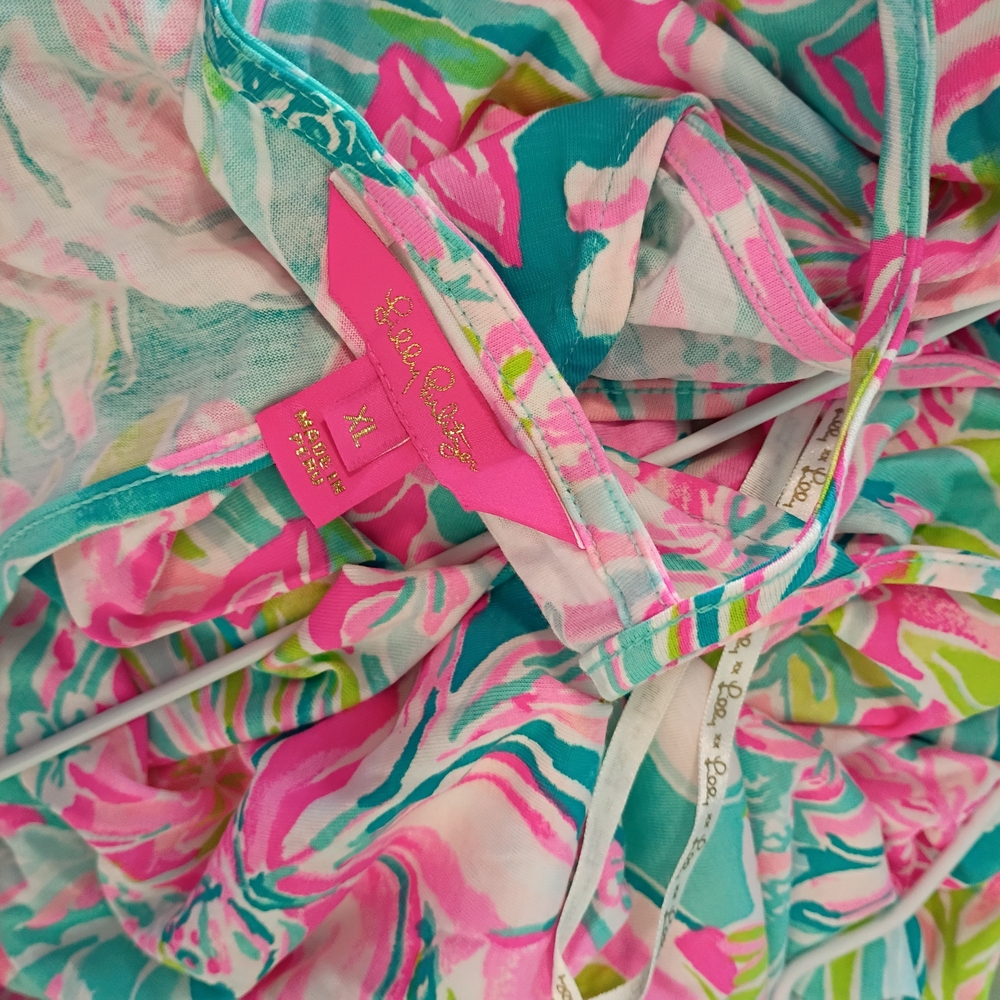 Lilly Pulitzer Pink & Teal Floral Slip Dress - Picture 3 of 6